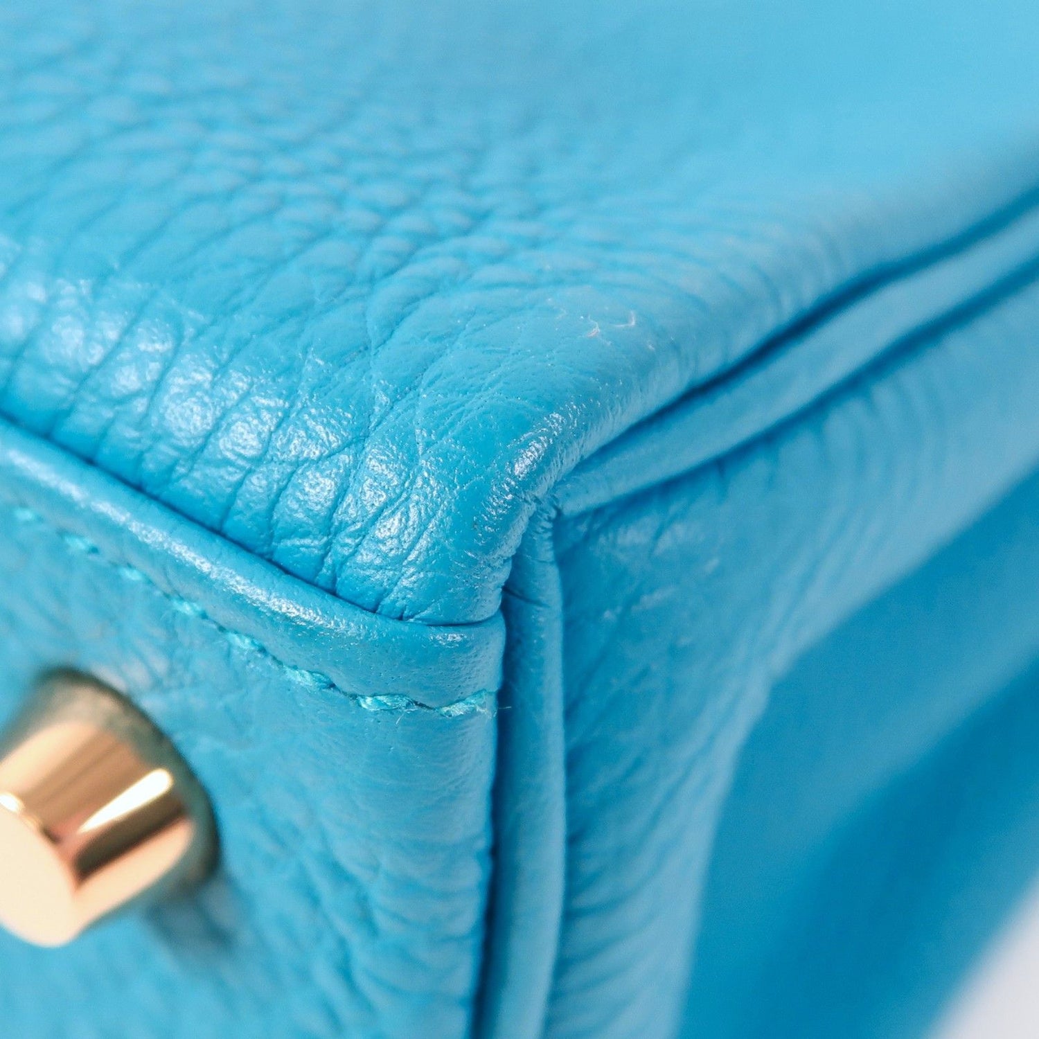 Hermes Togo Leather Kelly 25 Gold Hand-turned Shoulder And Back Bag Bleu Zanzibar 2way Shoulder Bag Blue Zanzibar Blue B