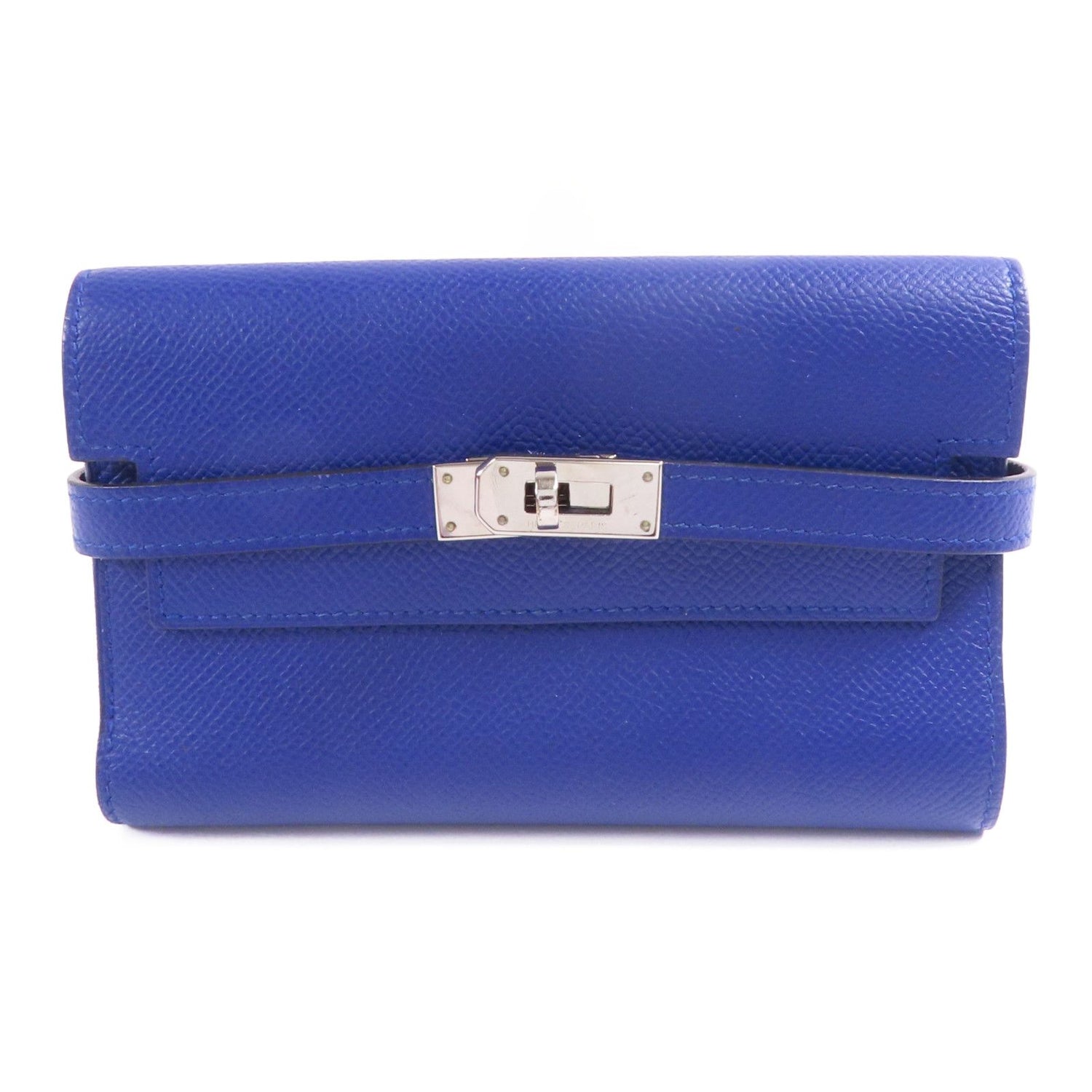 Hermes Epsom Leather Kelly Wallet Ginpaku Chosenbao Bleu Electrique Tri-Fold Long Wallet Blue Electric Blue 7t/phw Epso