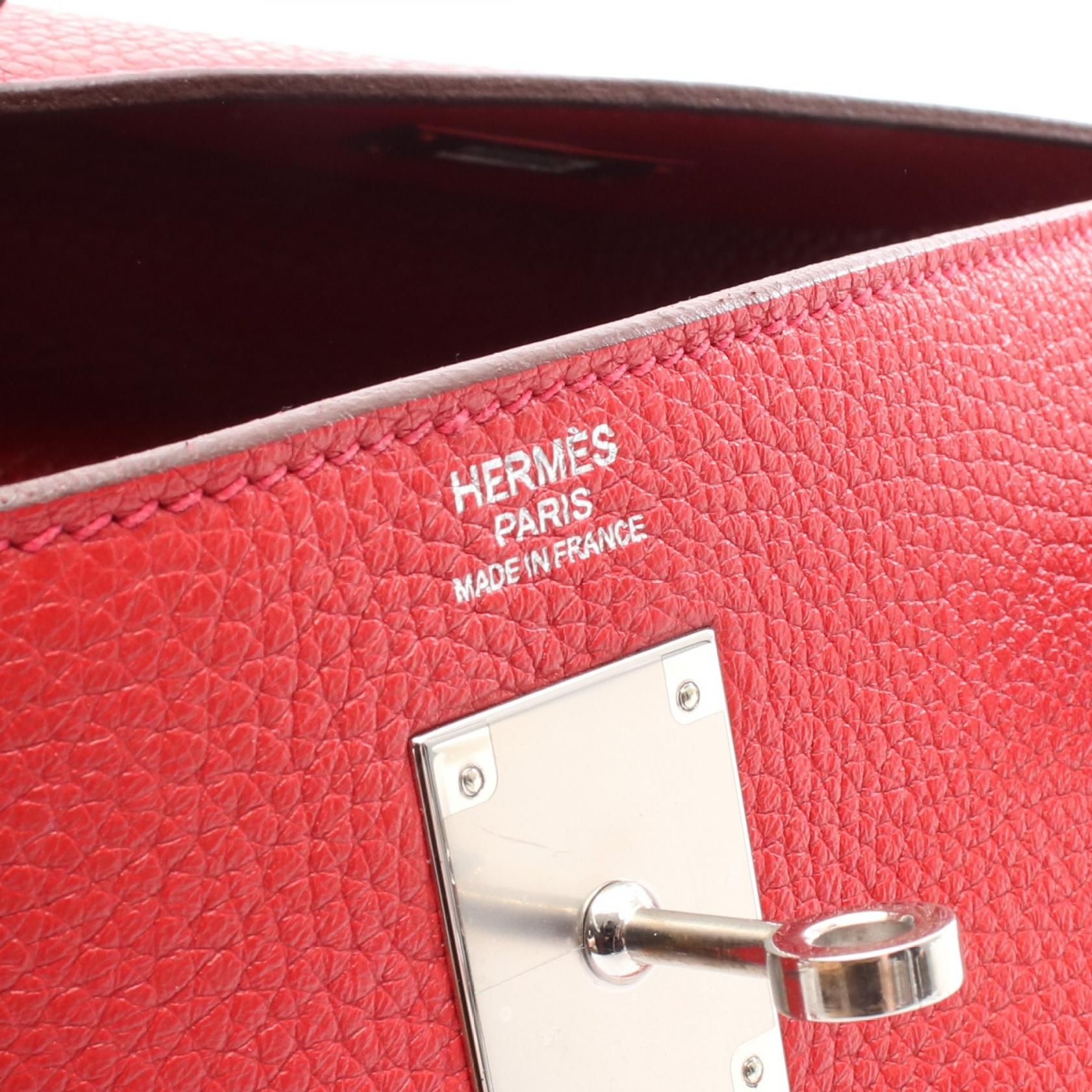 Hermes Kelly 32 Handbag Vermillon Red Leather Taurillon Clemence