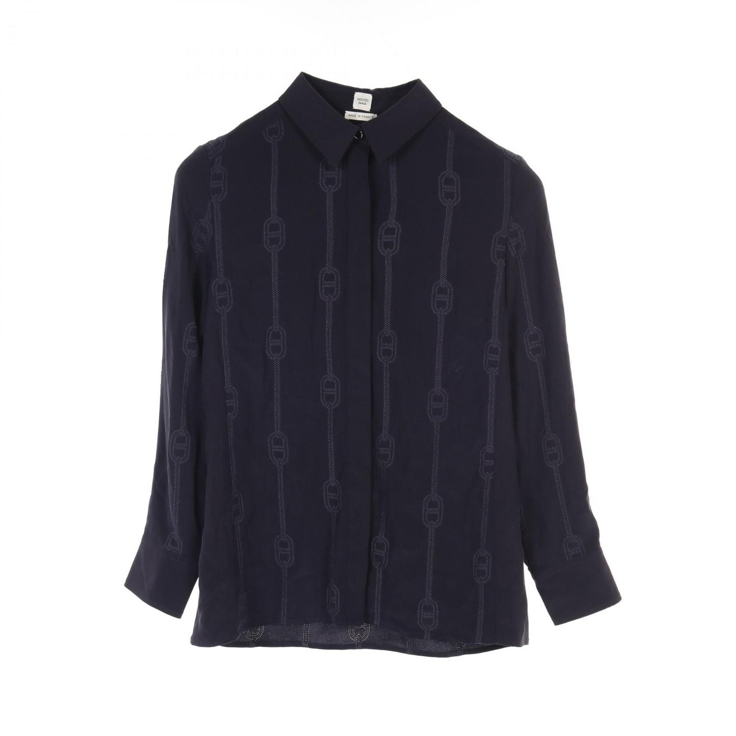 Hermes Chne Dunkel Other Tops Navy Silk 3e 0609dv