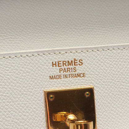 Hermes Kelly 35 Handbag White Leather Epsom