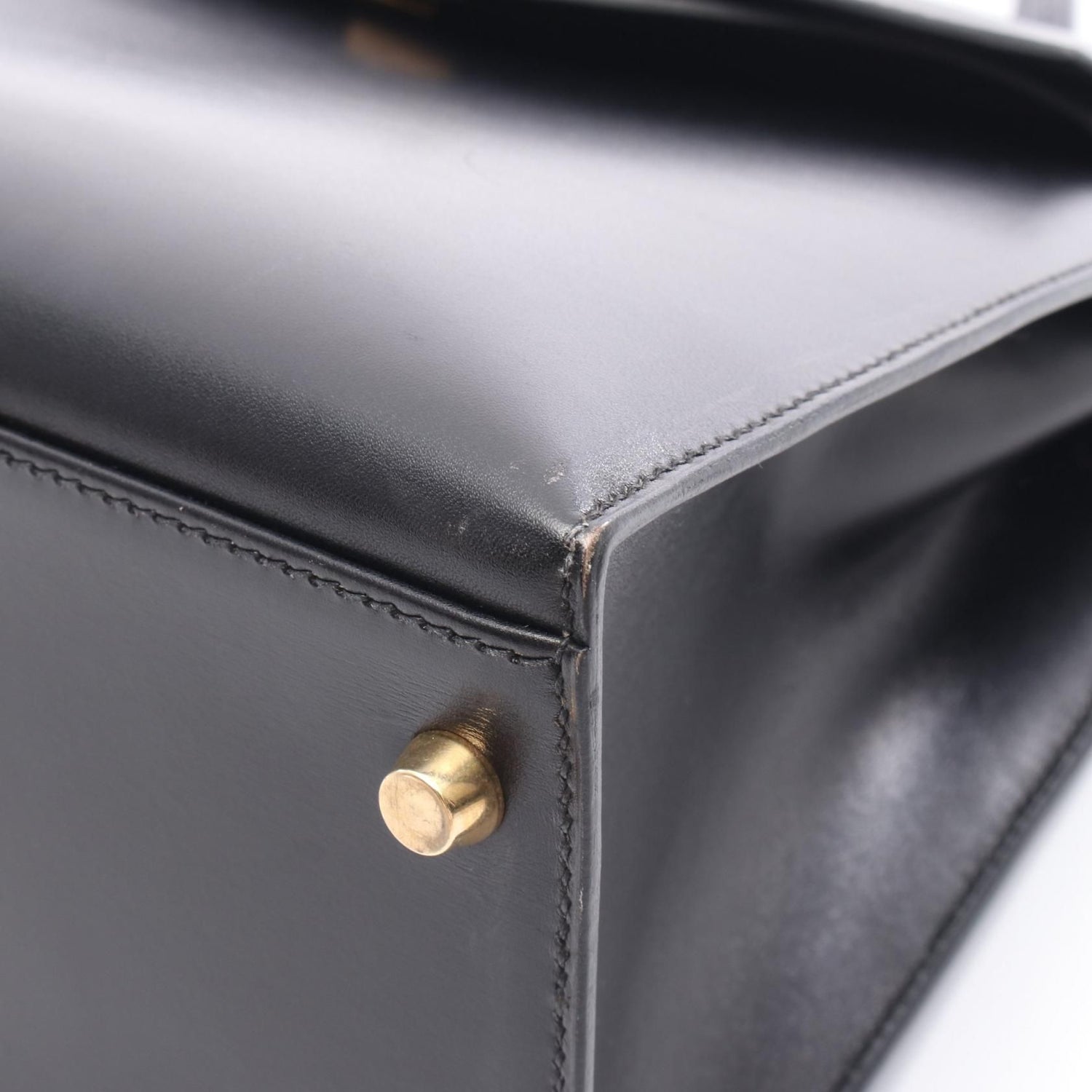 Hermes Kelly 32 Handbag Noir Black Box Calfskin Calfskin (cowhide)