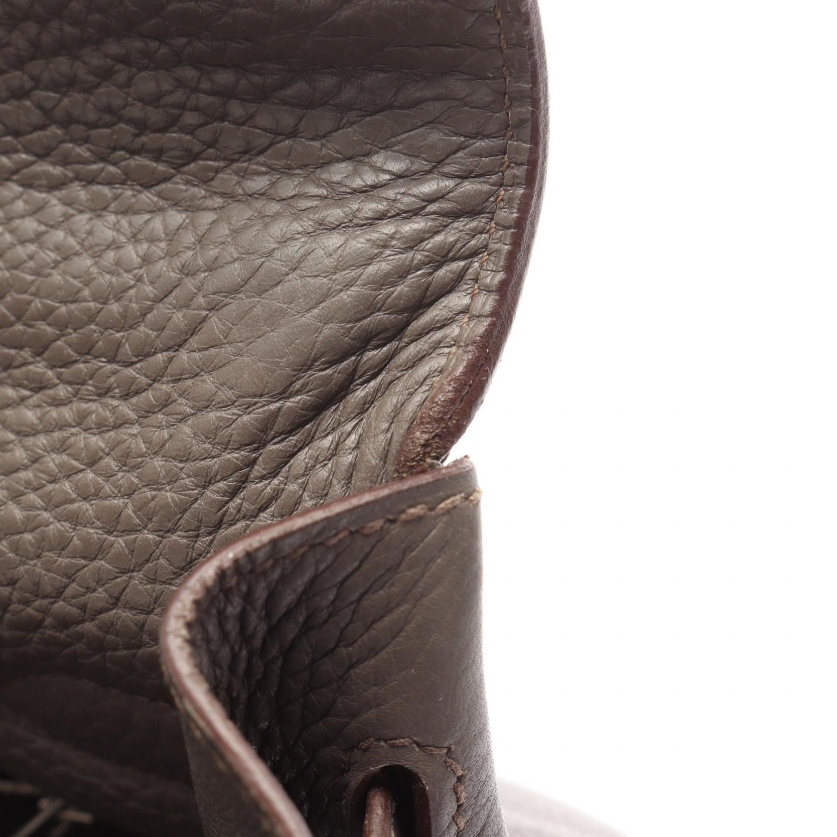 Hermes Kelly 35 Handbag Etain Brown Leather Taurillon Clemence