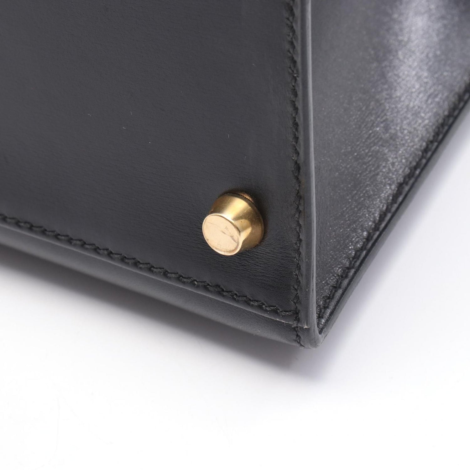 Hermes Kelly 32 Handbag Noir Black Box Calfskin Calfskin (cowhide)