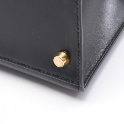 Hermes Kelly 32 Handbag Noir Black Box Calfskin Calfskin (cowhide)