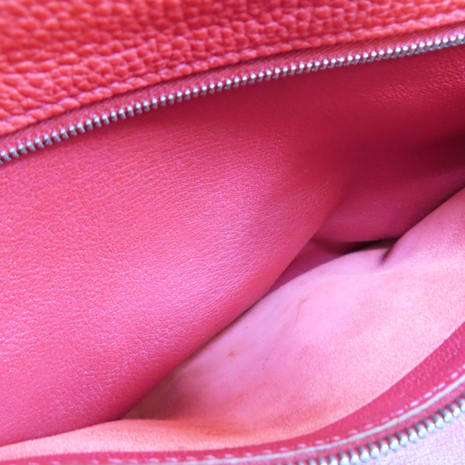 Hermes Kelly 28 Shoulder Handbag Togo Leather Rouge Casaque F Silver Metal