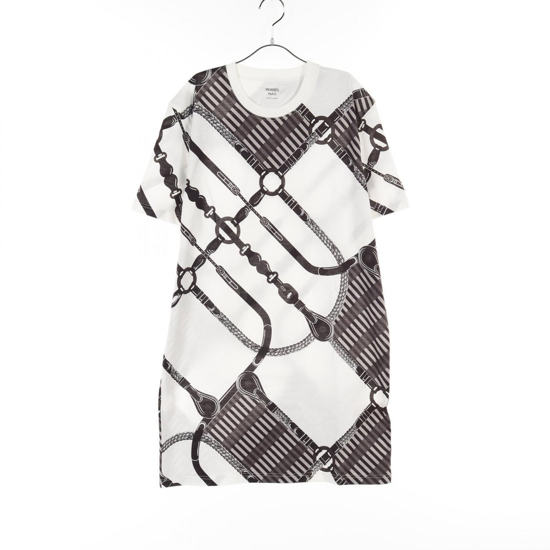 Hermes Coaching Remix Dress White Black Cotton 5e 4518de