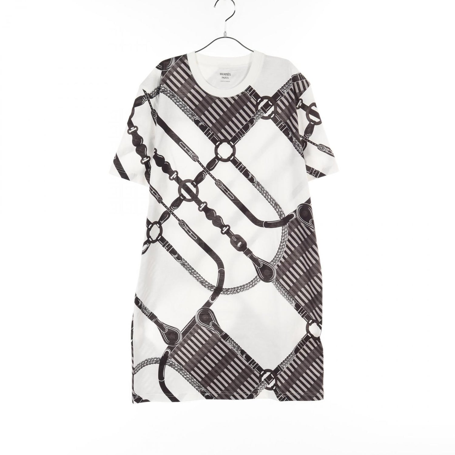 Hermes Coaching Remix Dress White Black Cotton 5e 4518de