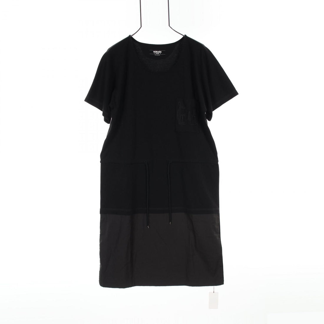 Hermes T-shirt With Embroidered Pocket Dress Black Cotton