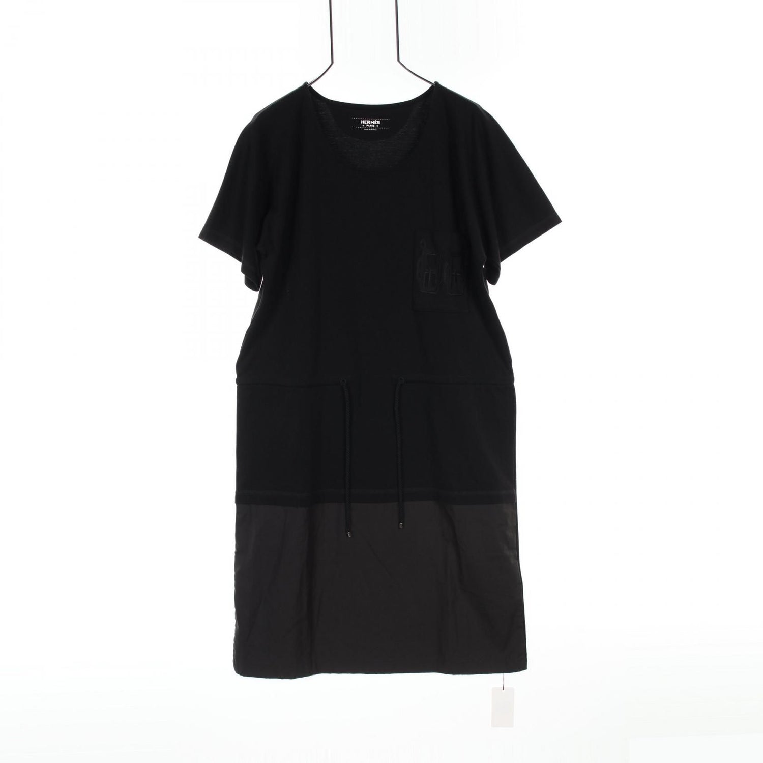 Hermes T-shirt With Embroidered Pocket Dress Black Cotton