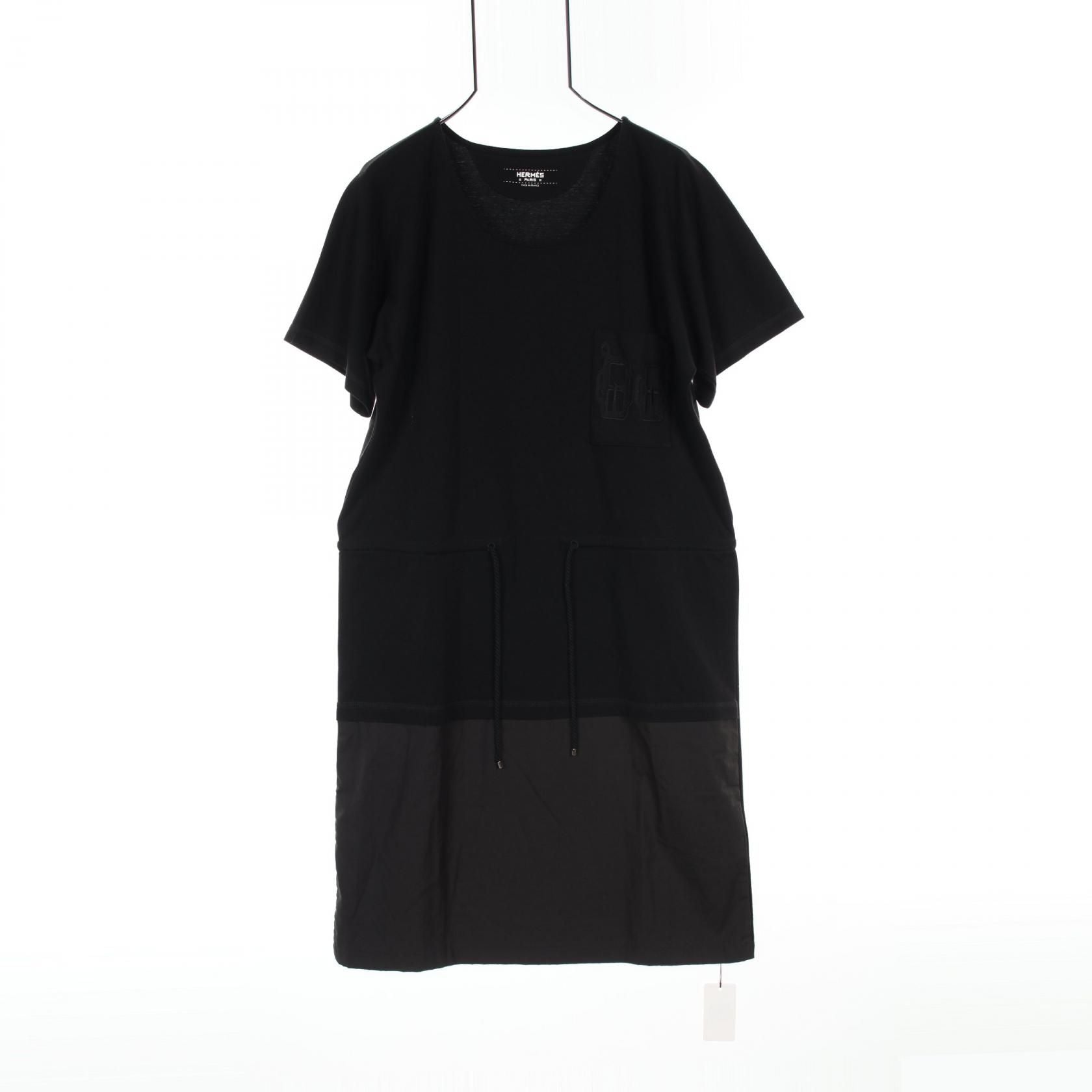 Hermes T-shirt With Embroidered Pocket Dress Black Cotton