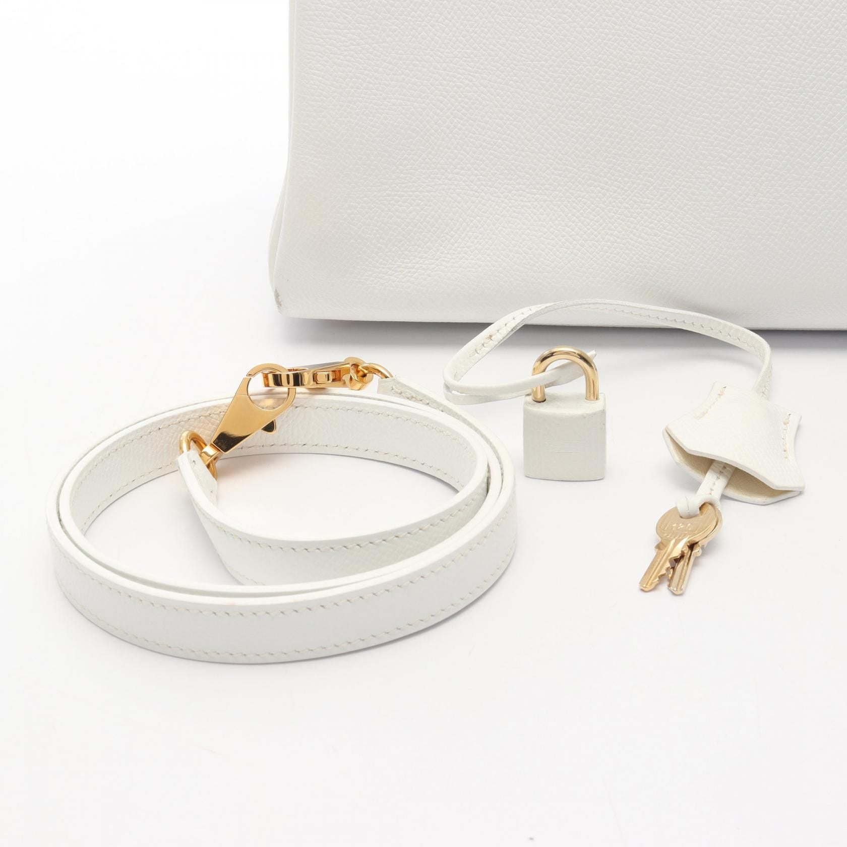 Hermes Kelly 35 Handbag White Leather Epsom