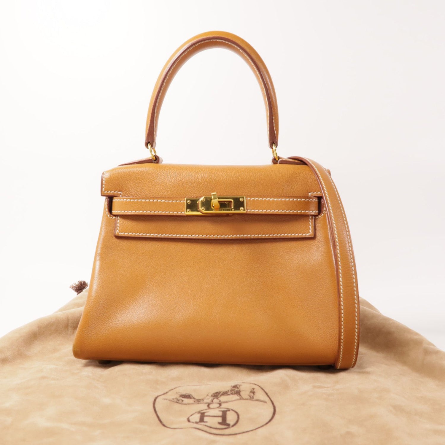 Hermes Gulliver Leather Kelly Mini Gold Hand-turned Shoulder Bag 2way Shoulder Bag Gold Brown Gold Gulliver Leather Calf