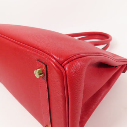 Hermes Epsom Leather Birkin 30 Gold Handmade Bag Rouge Casaque Handbag Red Rouge Casaque Epsom Calfskin (cowhide) _