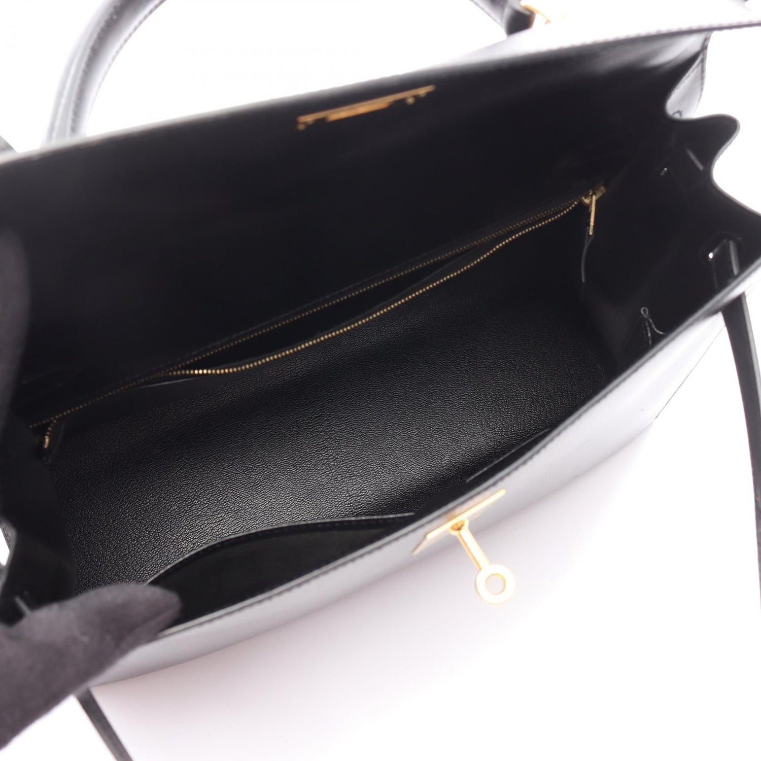 Hermes Kelly 32 Handbag Black Box Calfskin Calfskin (cowhide)