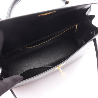 Hermes Kelly 32 Handbag Black Box Calfskin Calfskin (cowhide)