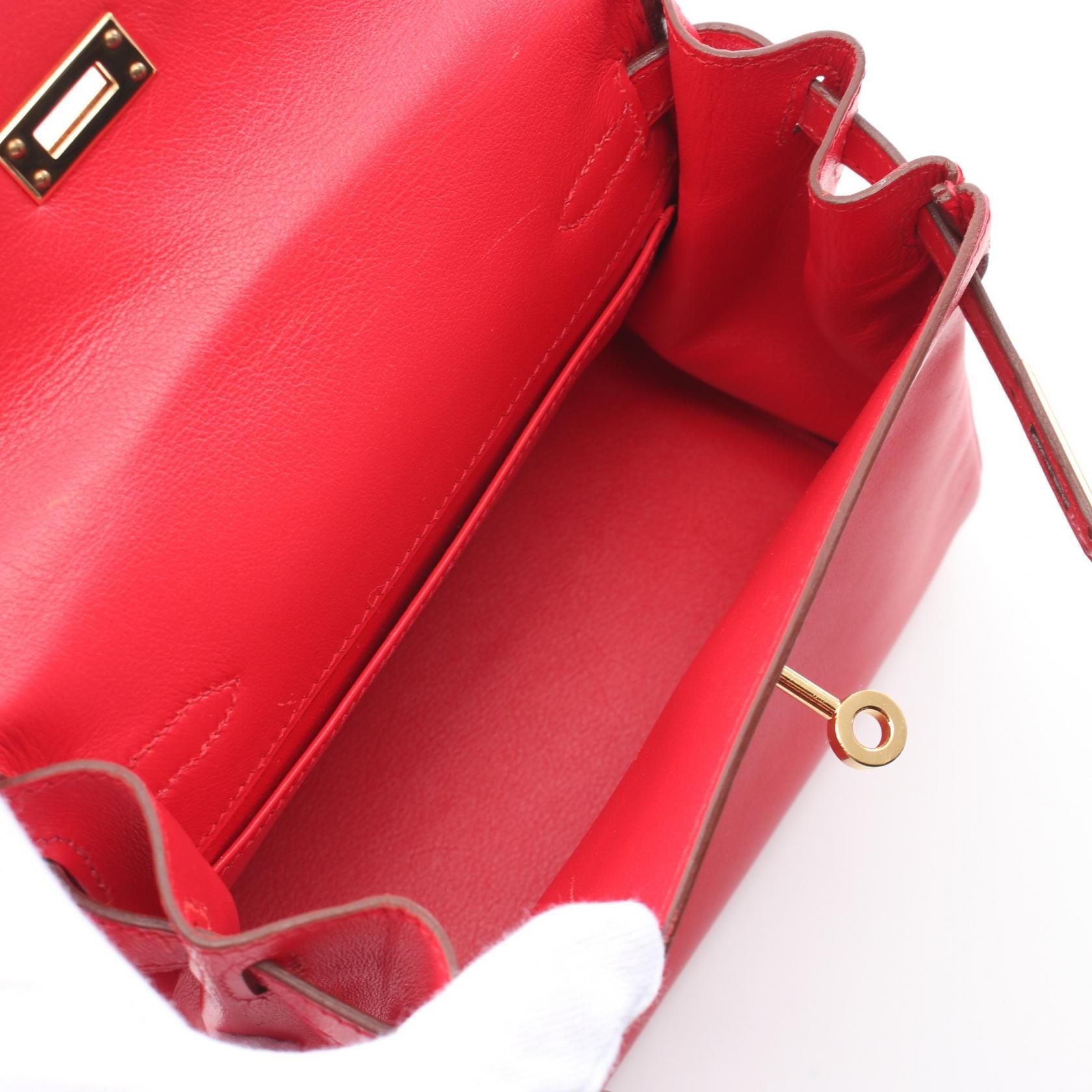 Hermes Mini Kelly Crossbody Hand Bag D Gulliver Leather Red Ghw