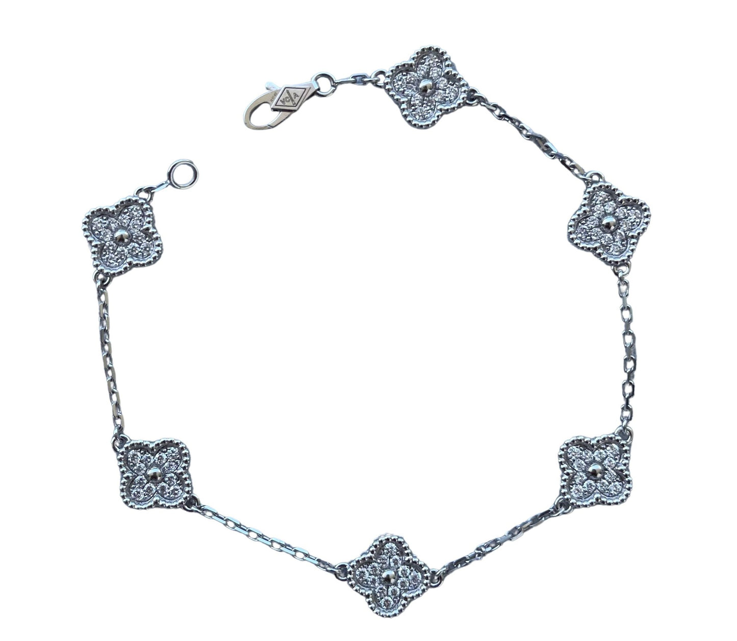 van cleef & arpels sweet alhambra diamond pave 6 motifs white gold bracelet