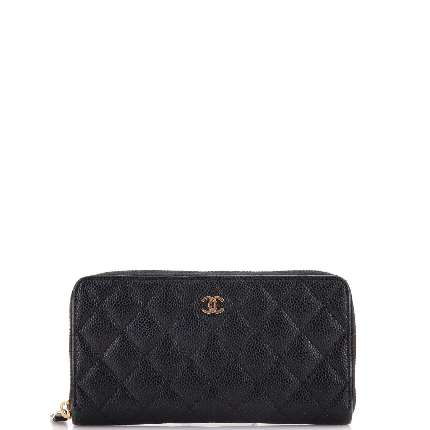 zip around wallet quilted caviar long