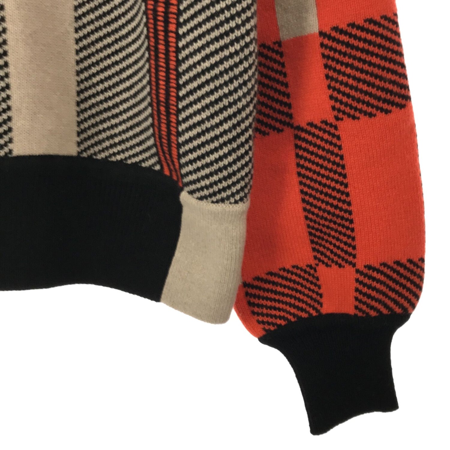 Hermes Cashmere Tartan Long Sleeve Sweater Orange 34