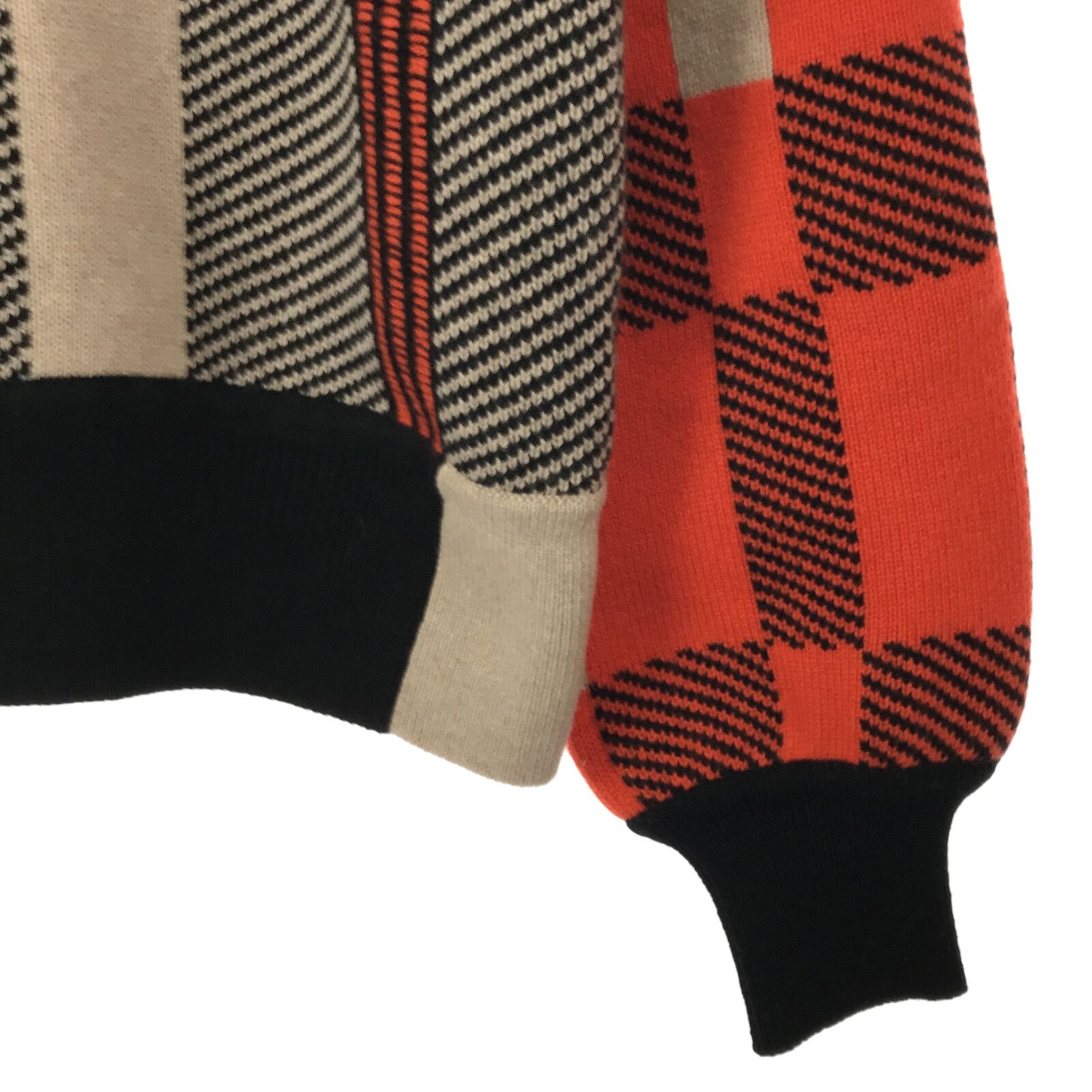 Hermes Cashmere Tartan Long Sleeve Sweater Orange 34