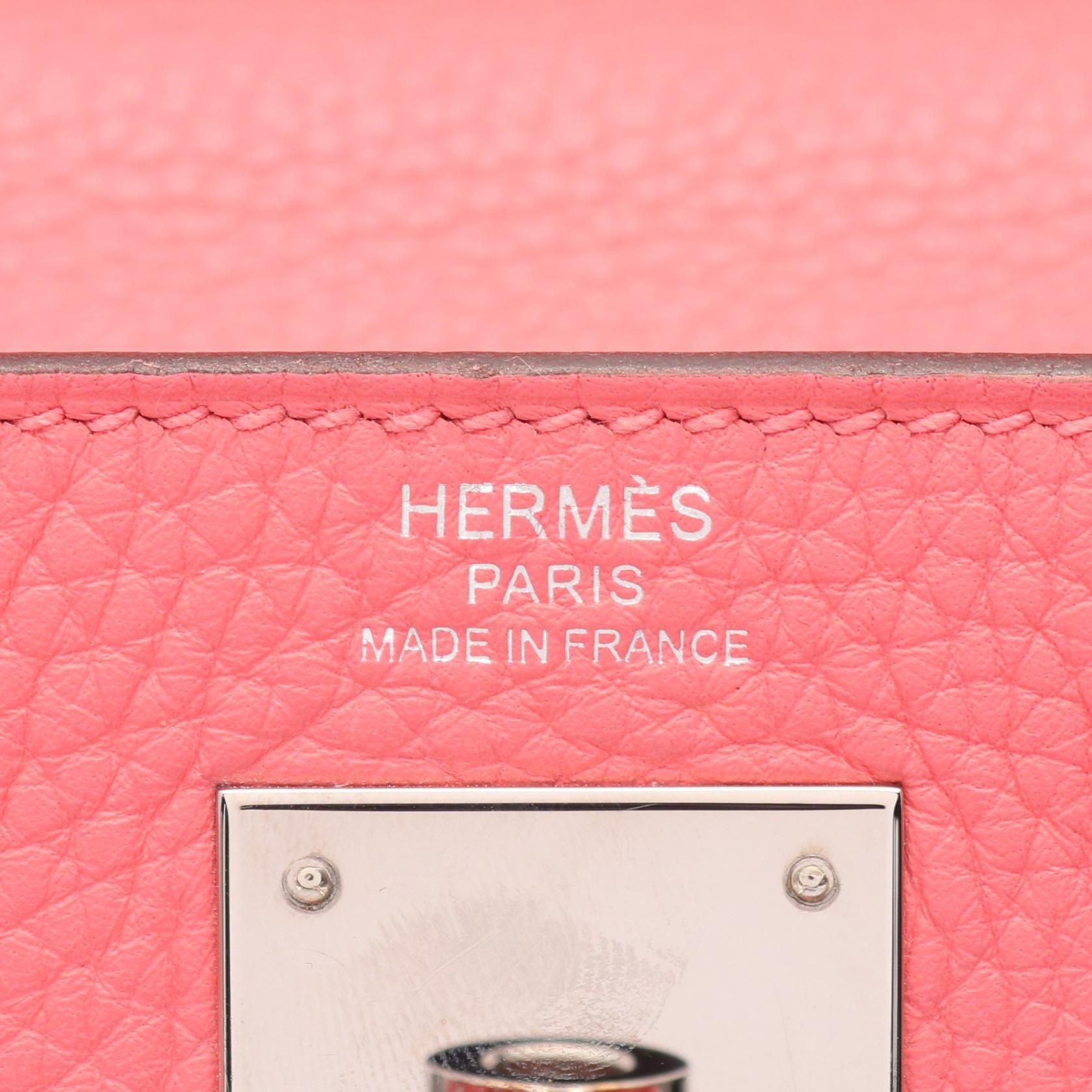 Hermes Kelly 28 Handbag Rose Dete Pink Leather Taurillon Clemence