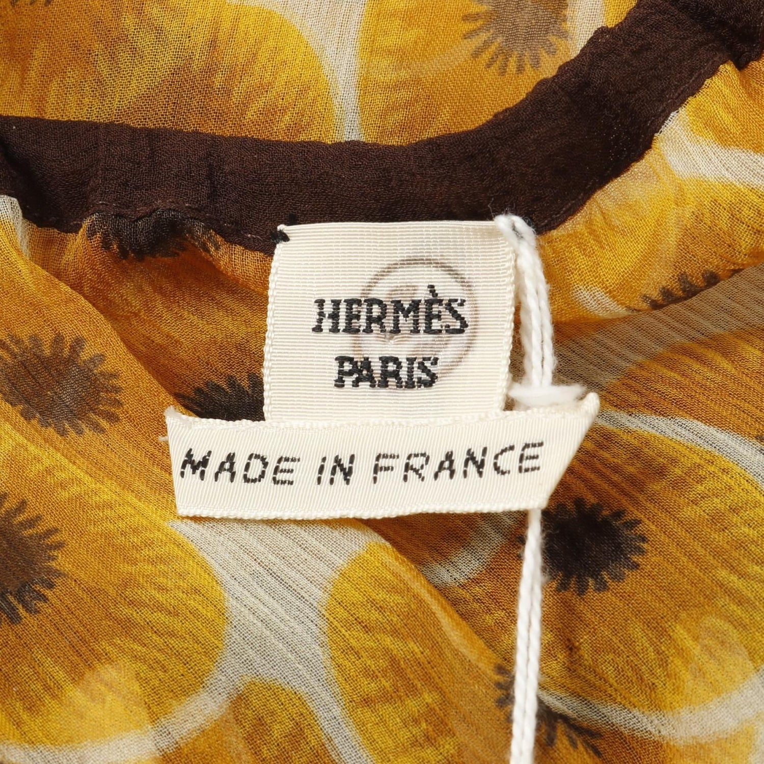 Hermes Blouse Silk Shirts Tops Orange Black Beige Orange 42