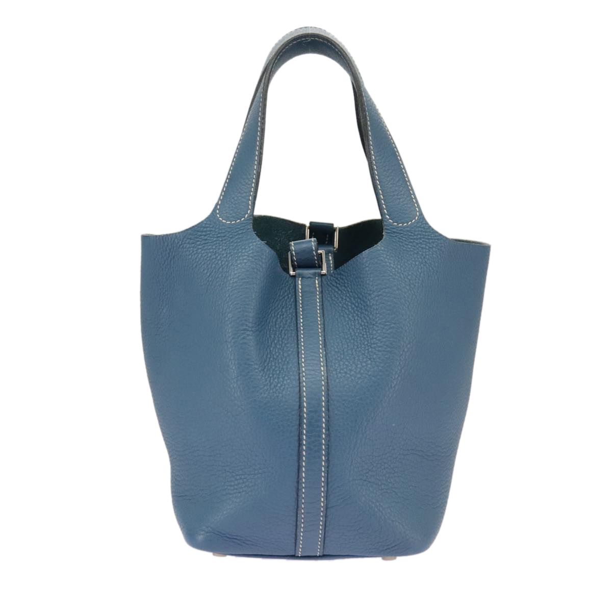 Hermes Picotan Pm Hand Bag Taurillon Clemence Blue Auth