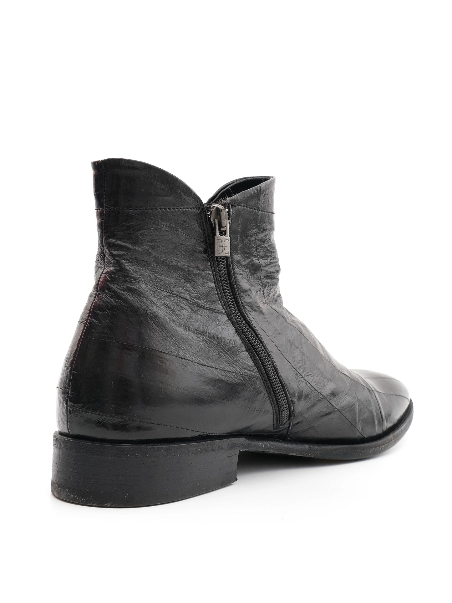 excellent fabi black leather ankle boots size 43 with zipper
