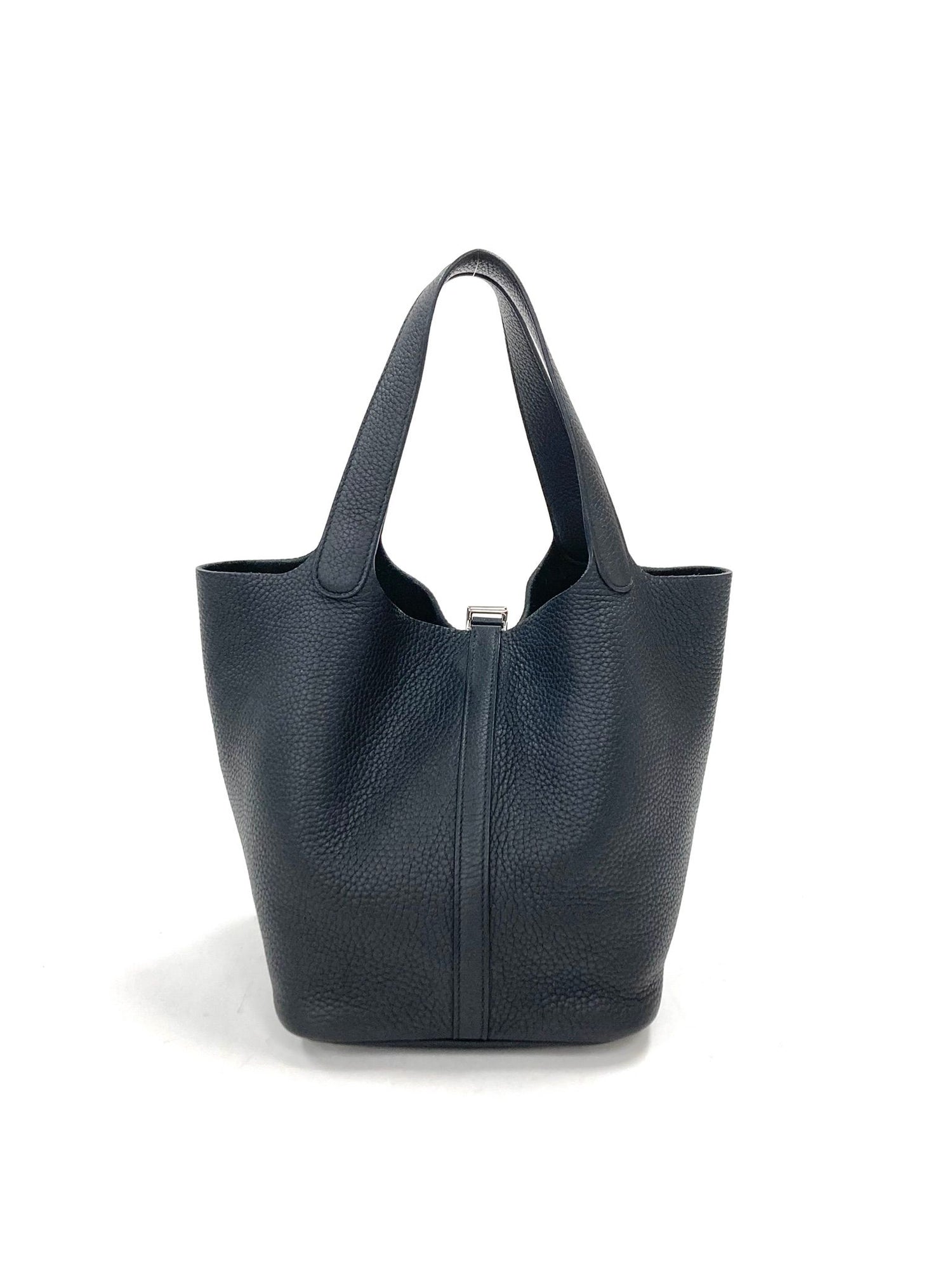 Hermes Black Picotin MM,Taurillon Clemence PHW  U Stamp