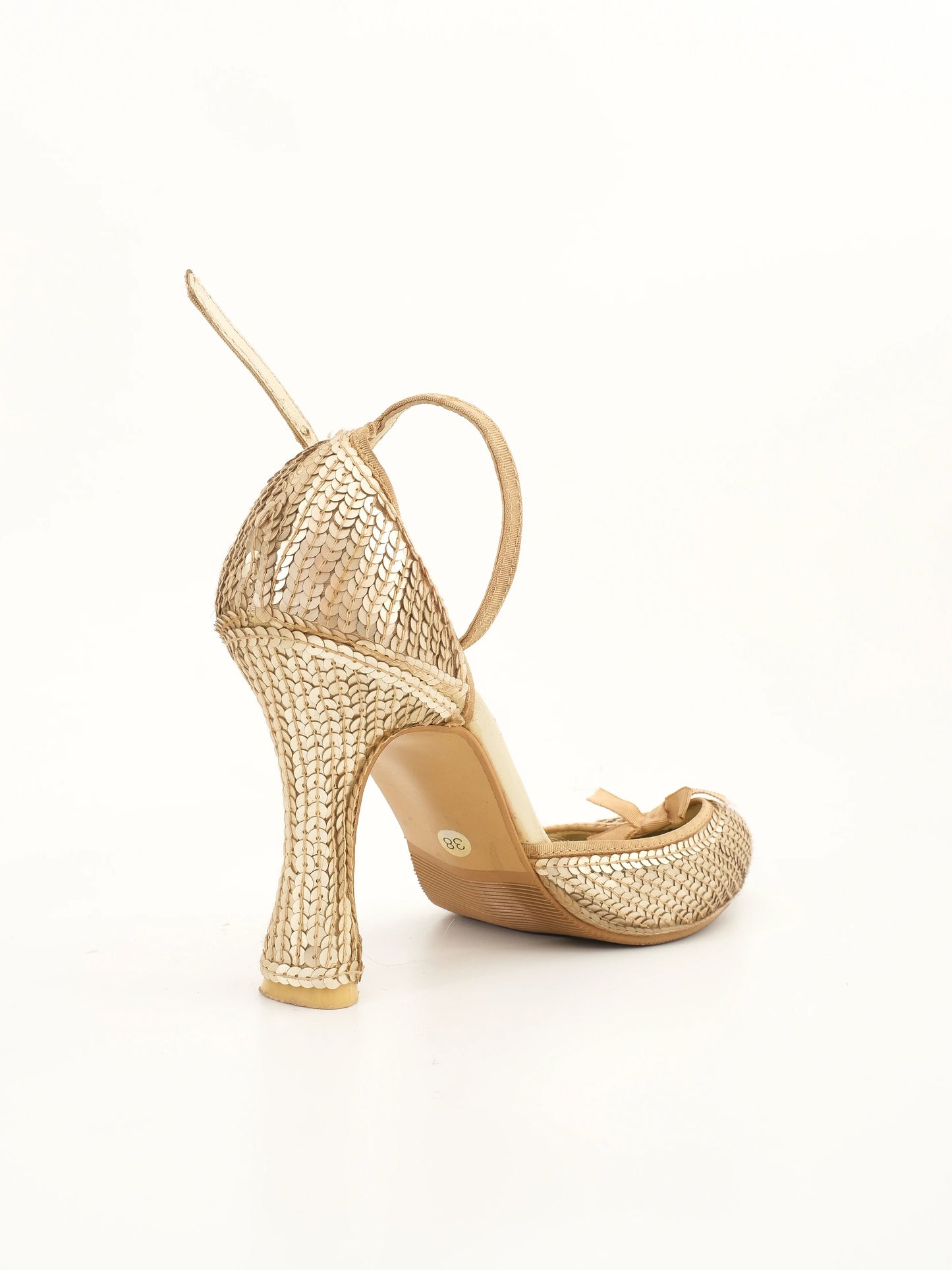 excellent twinset yellow leather high-heeled shoes size 38