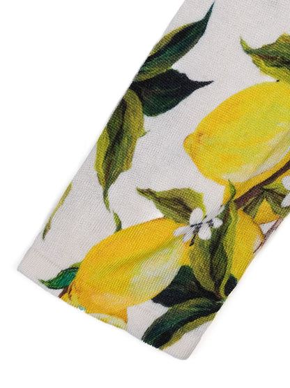Excellent Dolce Gabbana Kids Cardigan Lemon Print Silk Size 7/8