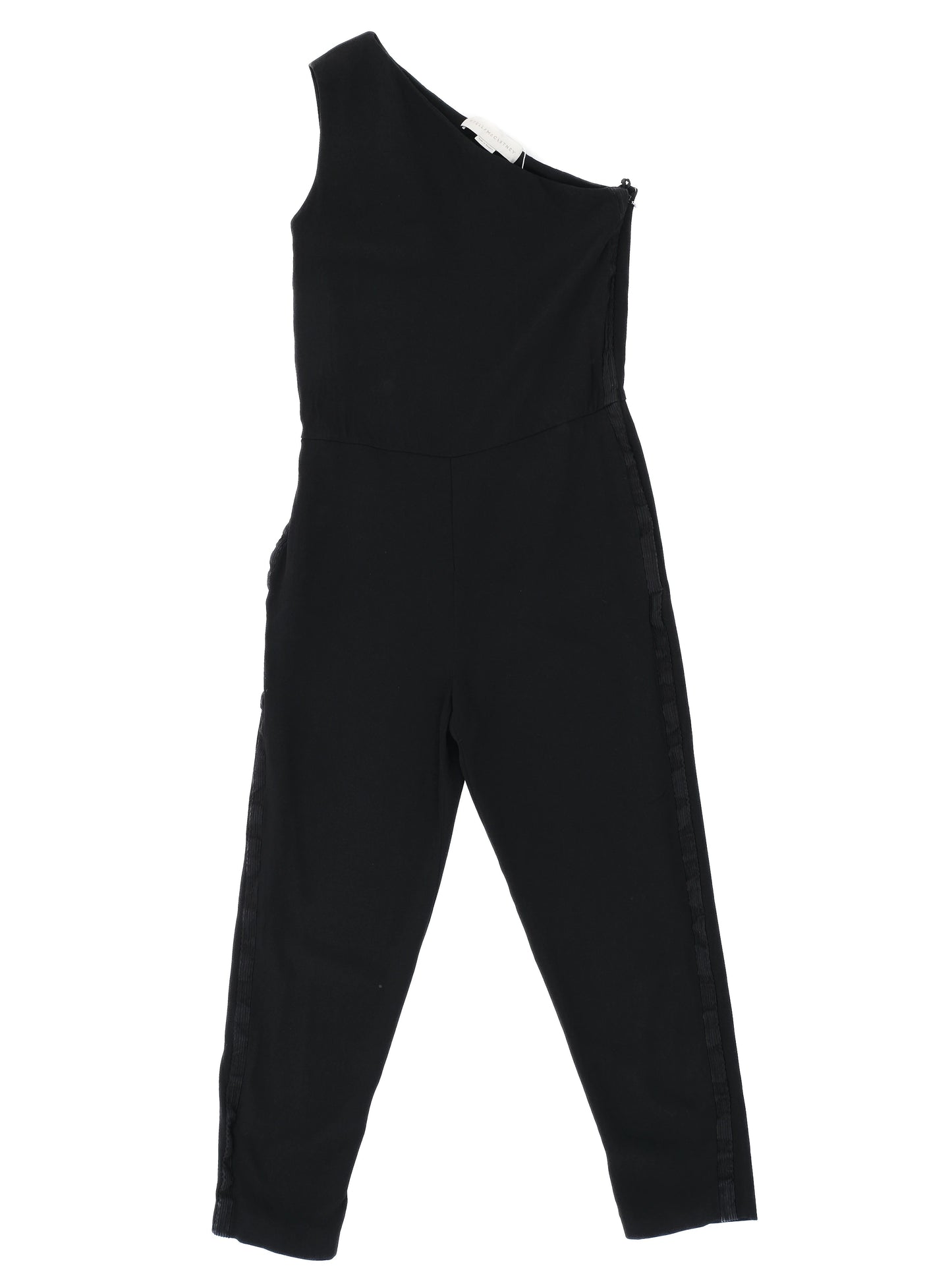 stella mccartney black asymmetrical one-shoulder jumpsuit size s