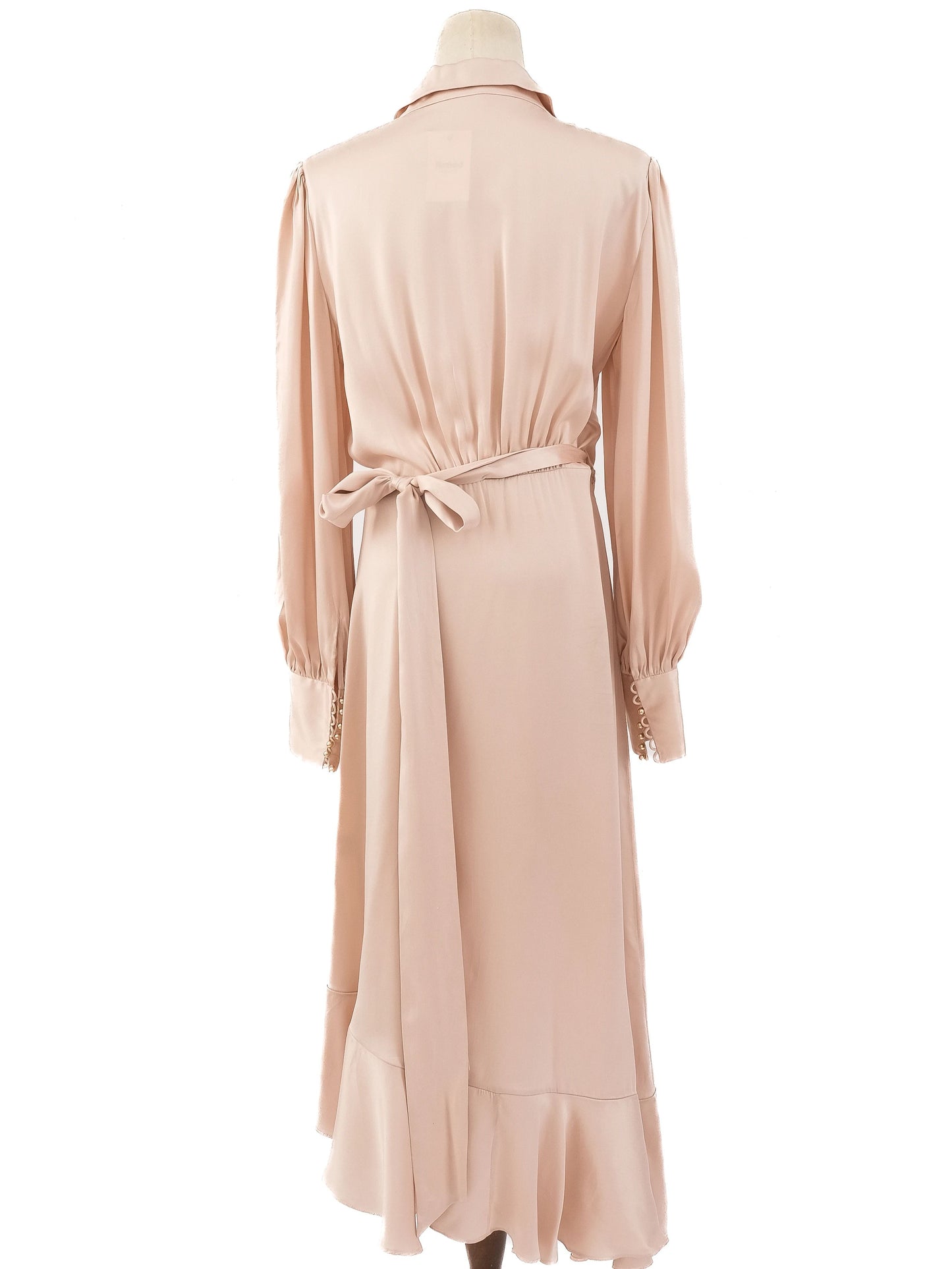 excellent zimmerman pink silk wrap dress with ruffled hem