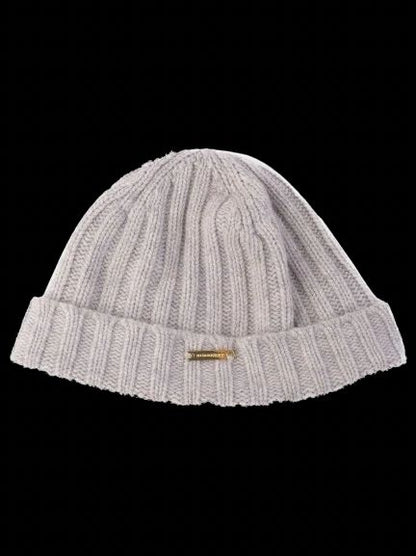 Excellent Burberry Gray Ribbed Wool Beanie Hat Size M