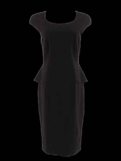 Excellent Marella Black Cocktail Dress Size M Peplum Cap Sleeves