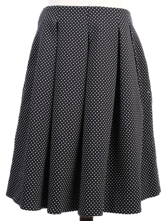 Excellent Marella Black Pleated Skirt M with White Pattern