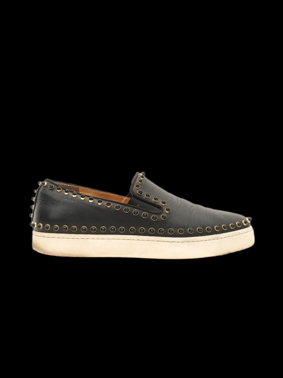 christian louboutin black leather slip-on sneakers size 39