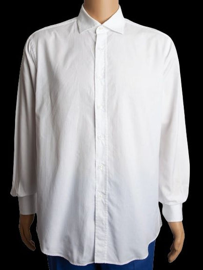 Riabella Men's White Cotton XXL Button-Up Shirt in Excellent Condition