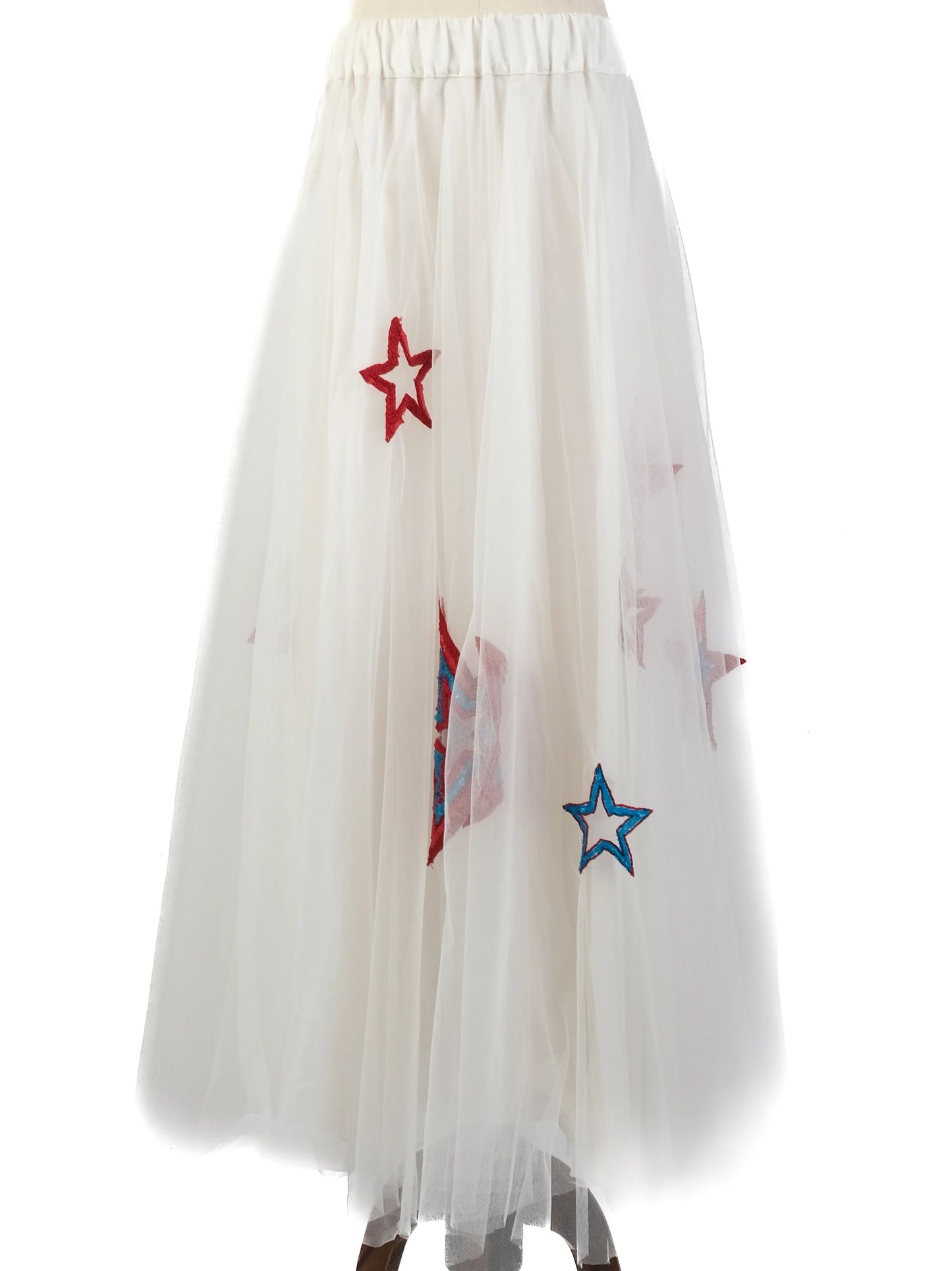 p.a.r.o.s.h. women's white tulle skirt with star embroidery size n/a