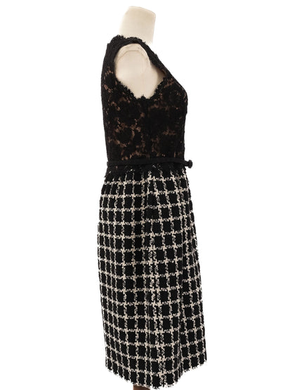 Excellent Valentino Black Sleeveless Dress XL Viscose Lace Details