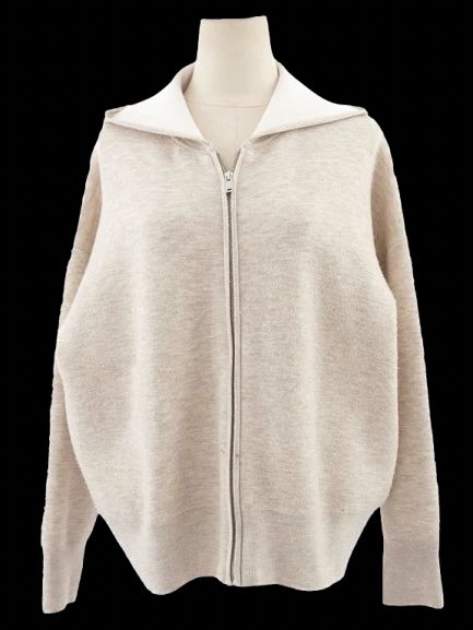 good sandro gray wool zip-up hoodie size l with unique design