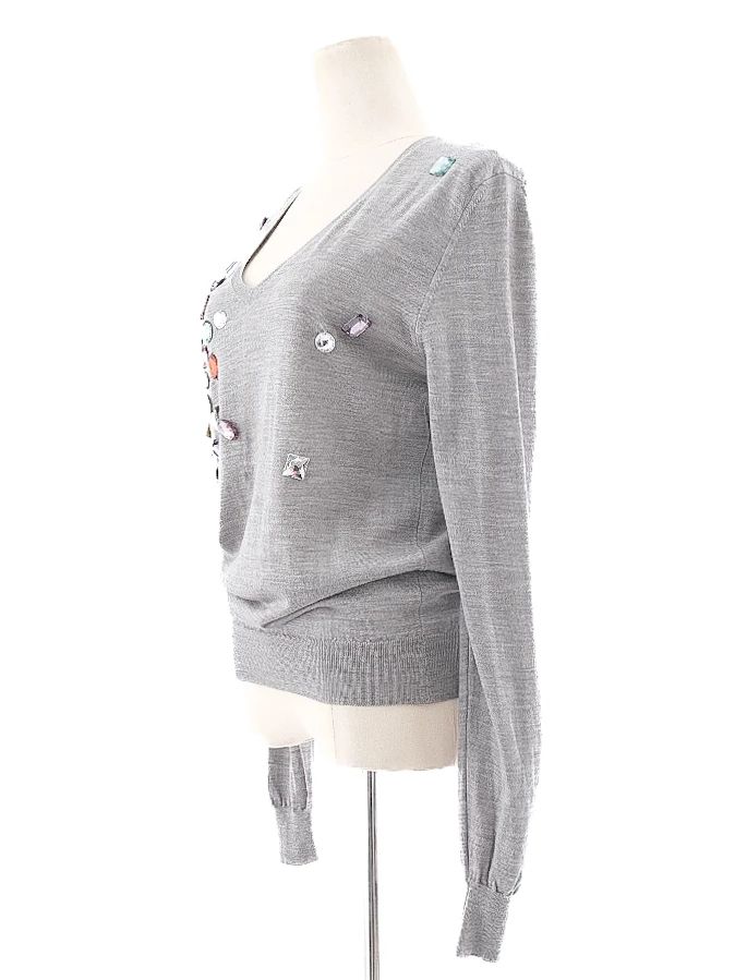excellent burberry gray wool sweater xs with multicolored embellishments