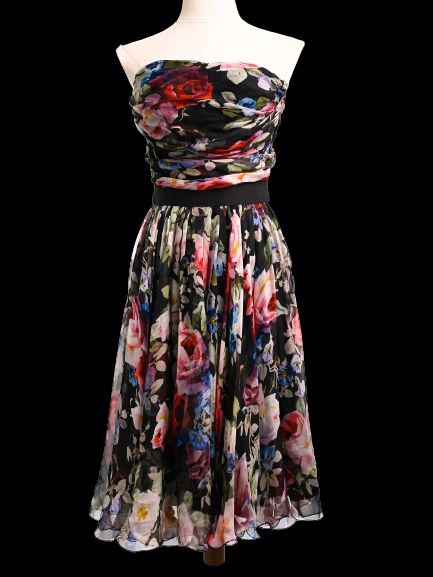 good dolce gabbana floral strapless dress polyester size unknown
