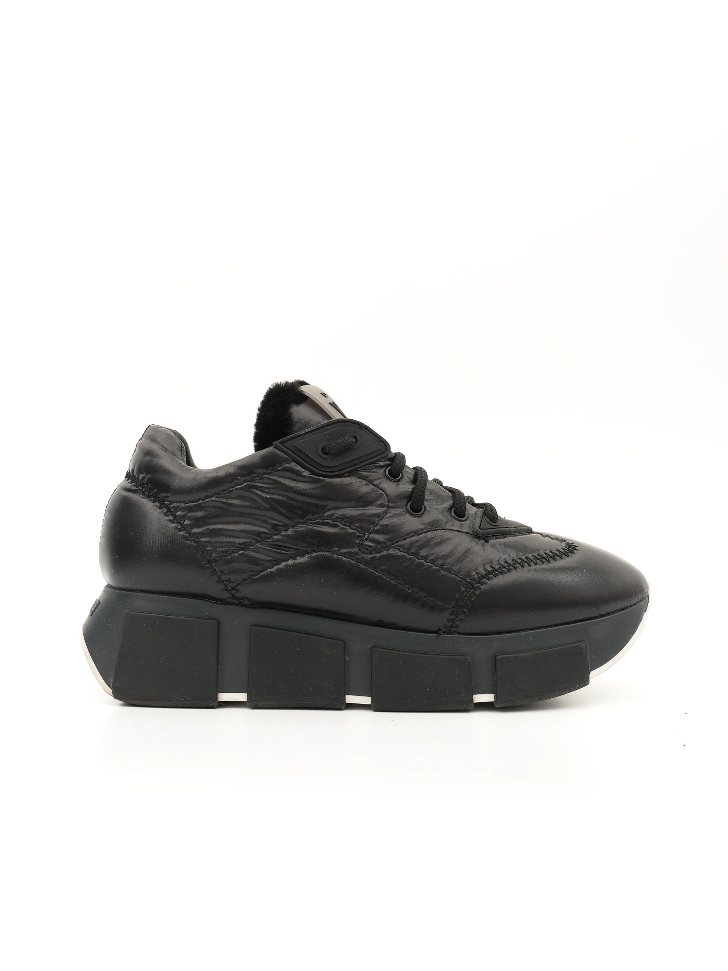excellent vic matie black leather sneakers size 36 with chunky sole