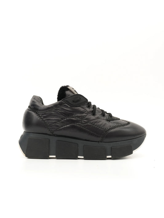 Excellent Vic Matie Black Leather Sneakers Size 36 with Chunky Sole