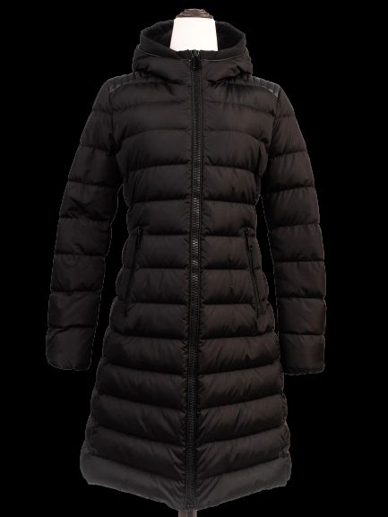 moncler black long winter coat m excellent condition nylon