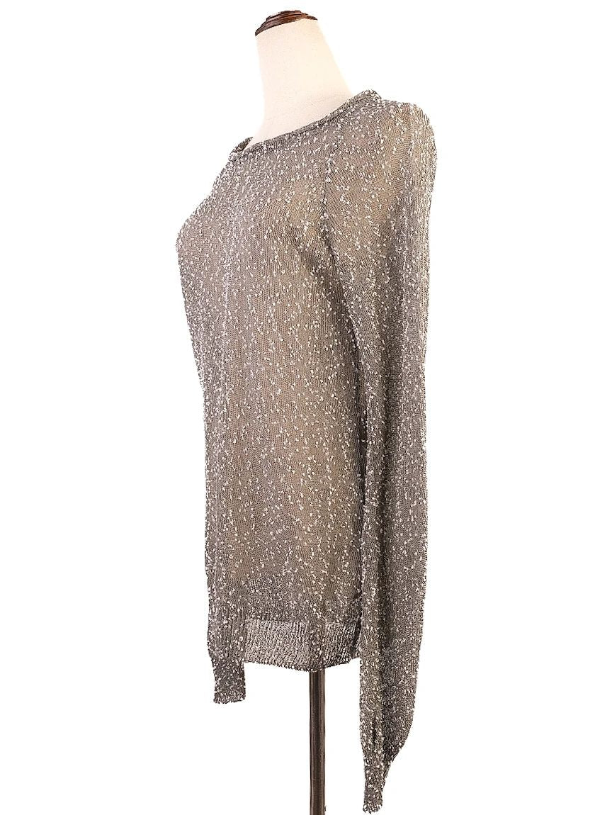 excellent women's long-sleeved knit sweater size l acetate gray