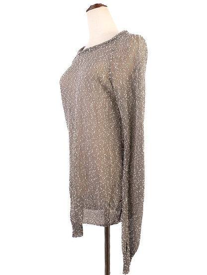 Excellent Women's Long-Sleeved Knit Sweater Size L Acetate Gray