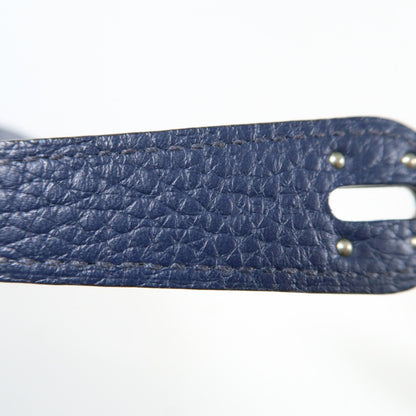 Hermes Clemence Leather Lindy 30 Silver Hand-turn Shoulder Bag
